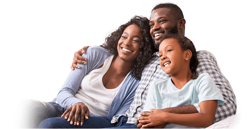 2 women and 1 boy looking at a tablet the boy is holding